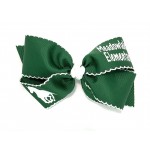 Meadowlake (Forest Green) / White Pico Stitch Bow - 7 Inch